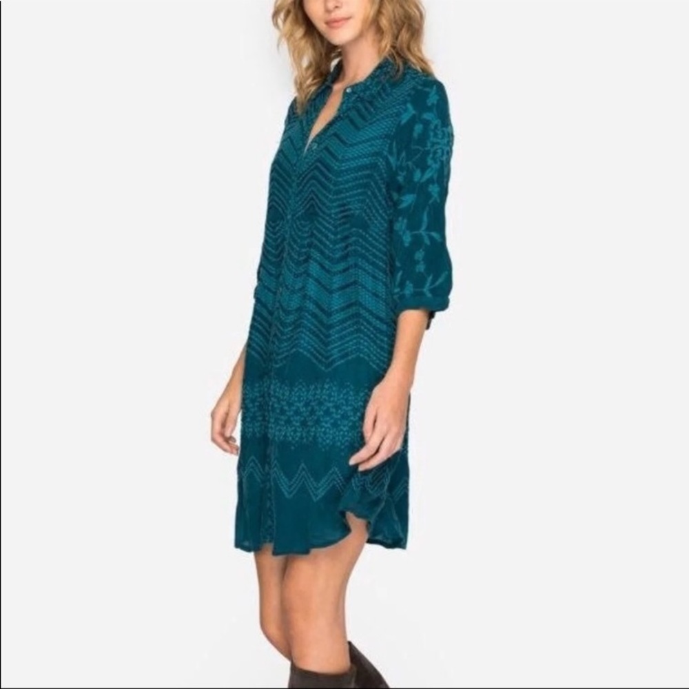 Johnny Was, size M, Cupra rayon, tunic/coverup, boho style, zigzag design pretty
